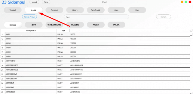 Produk Pulsa di Addon