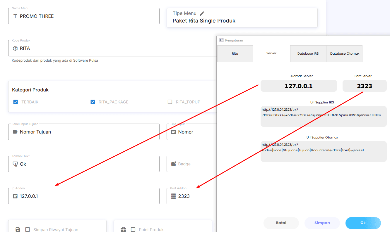 Pengaturan Server dan Port