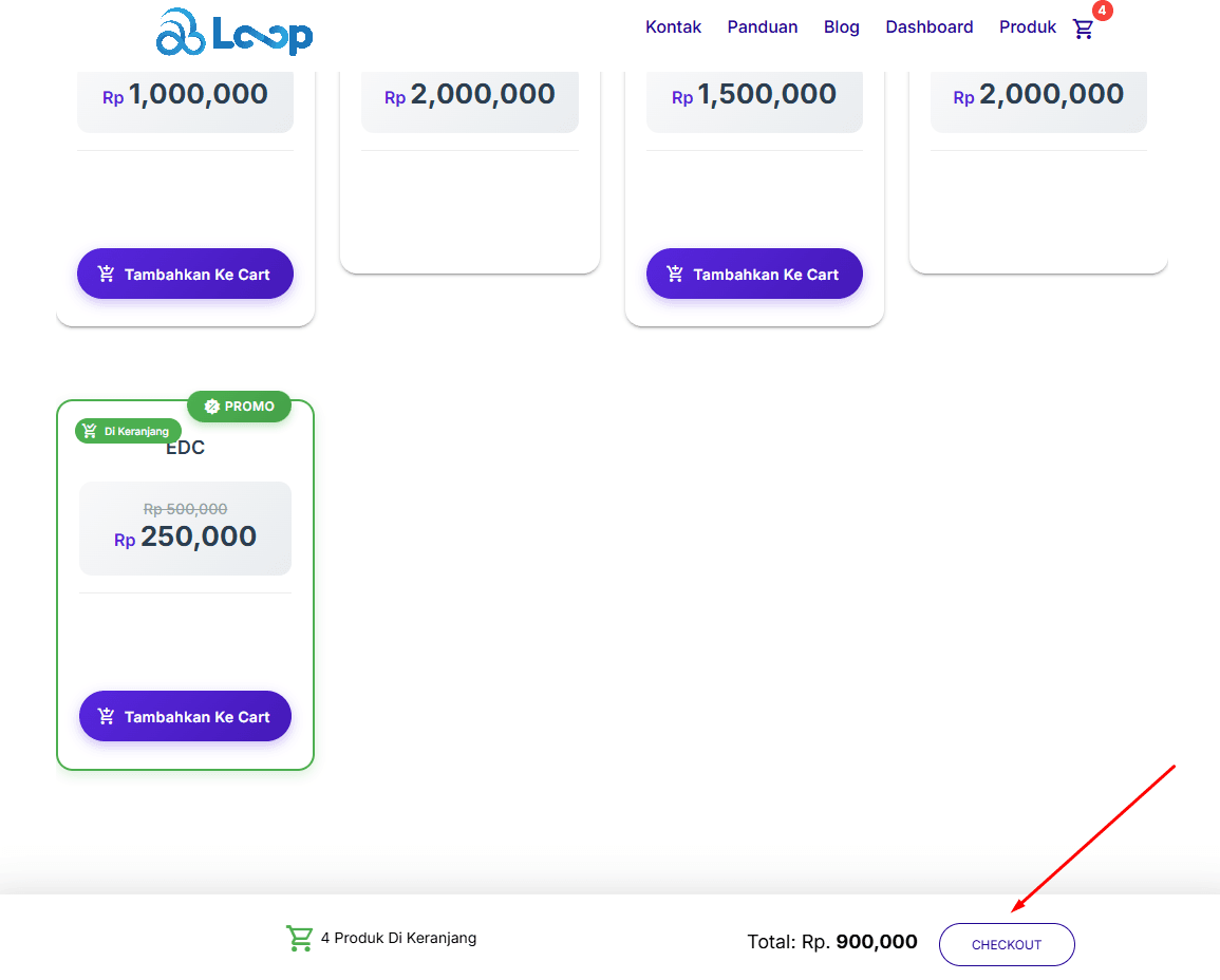 Tombol Checkout
