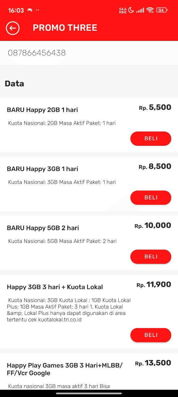 Tampilan Produk Single di Aplikasi