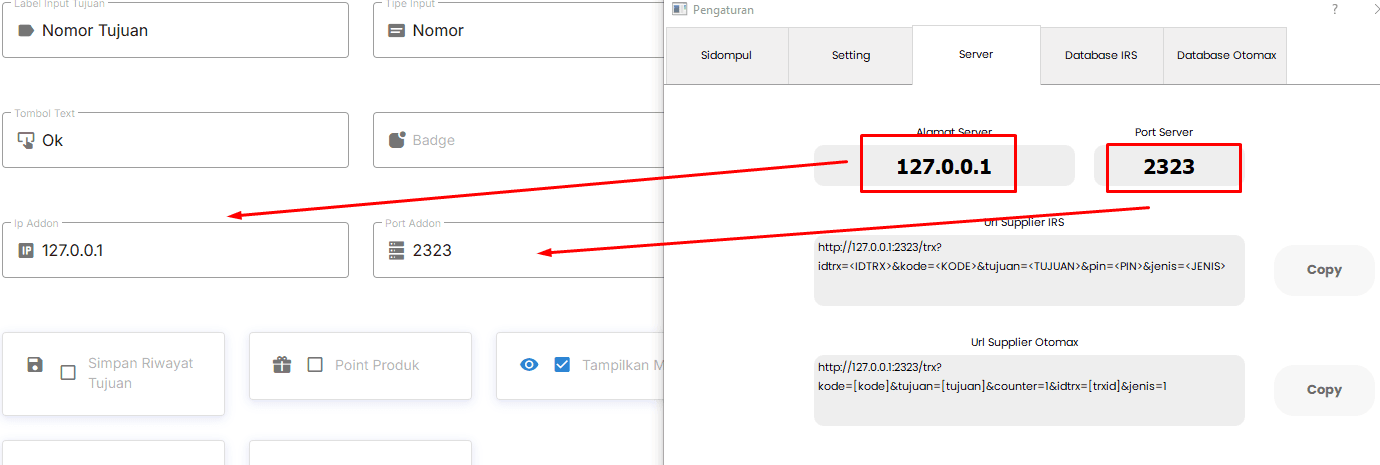 Pengaturan Server dan Port