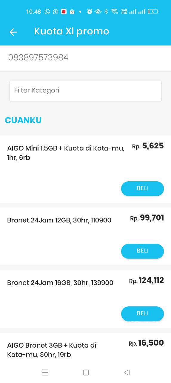 Tampilan Produk Single di Aplikasi