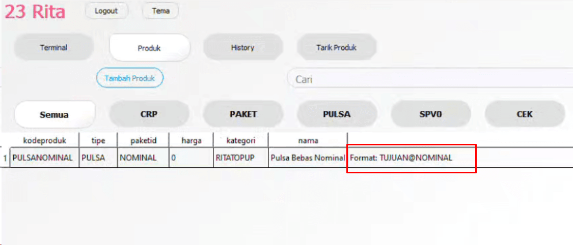 Pengaturan Format Tujuan