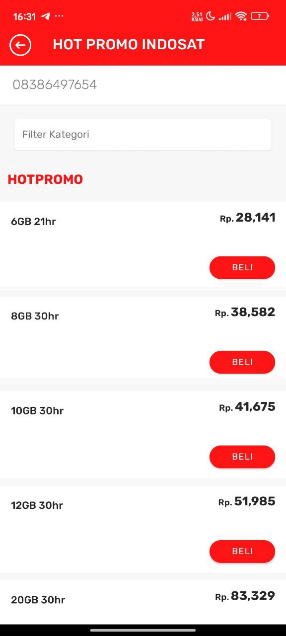 Tampilan Produk Single di Aplikasi