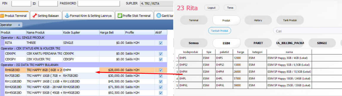 Menambahkan Produk Esim di IRS