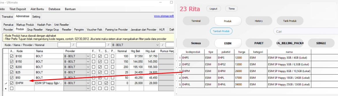 Menambahkan Produk Esim di Otomax