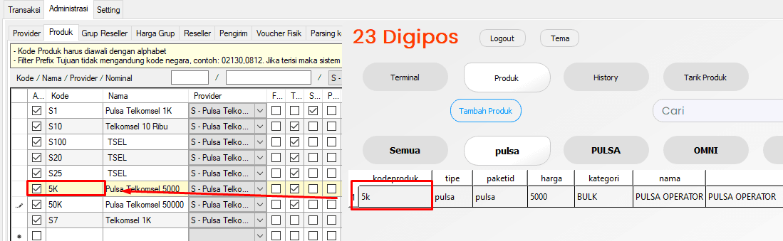 Menambahkan Produk Pulsa di Otomax