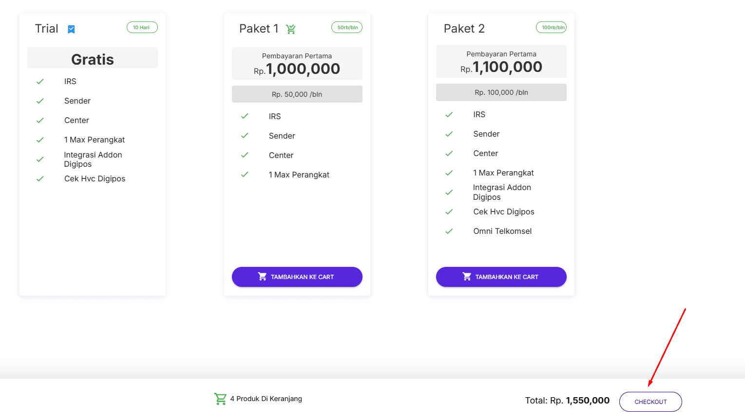 Tombol Checkout