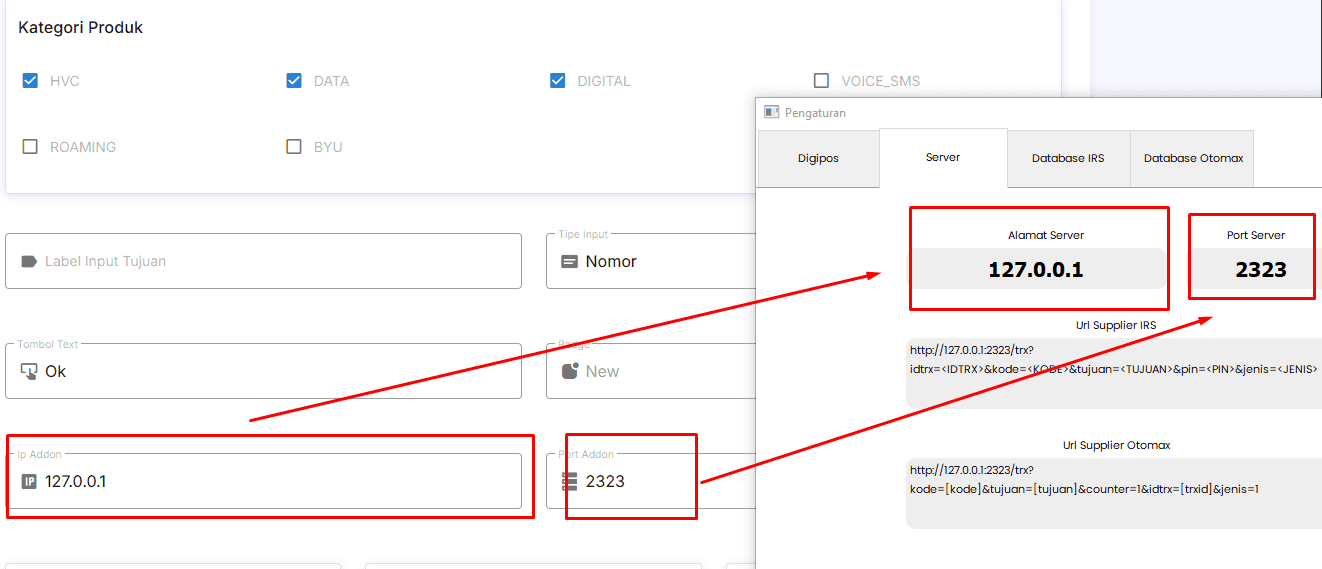 Pengaturan Server dan Port