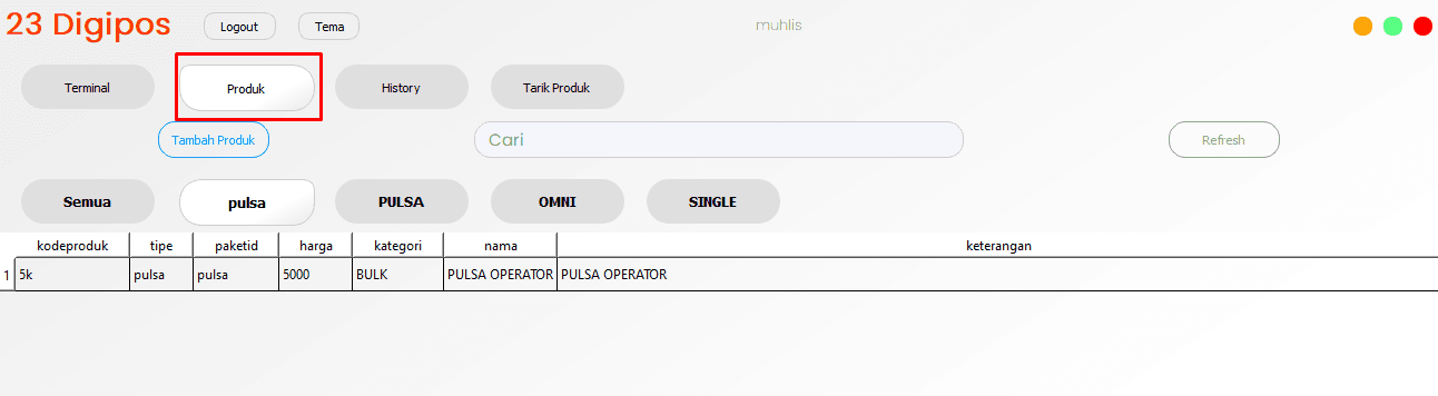 Produk Pulsa di Addon