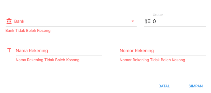 Formulir Detail Rekening