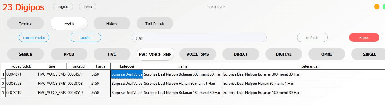Produk HVC di Addon