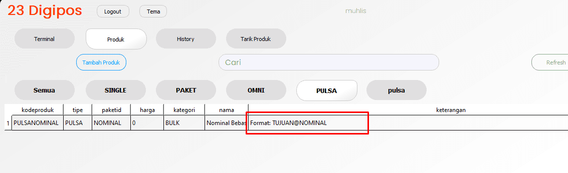 Pengaturan Format Tujuan