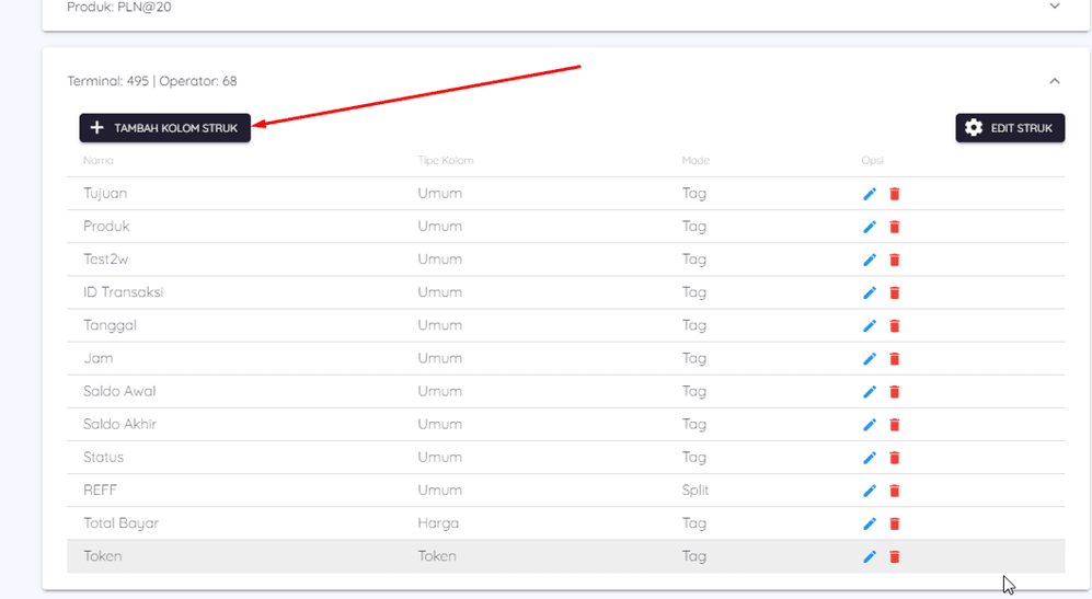 Tambah Kolom Struk