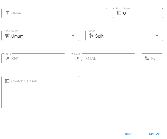 Pengaturan Kolom Struk