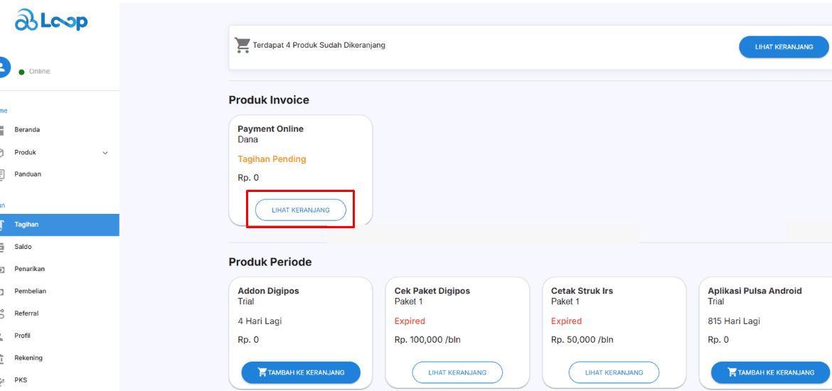 Tombol Lihat Keranjang