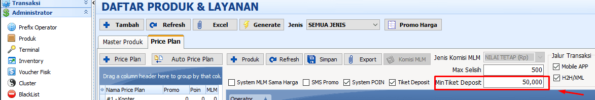 Pengaturan Tiket Deposit IRS