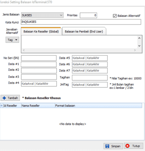 Pengaturan Balasan Tagihan
