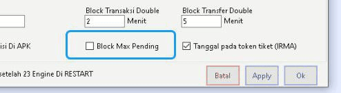 Pengaturan Block Max Pending