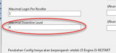 Pengaturan Max Level Downline