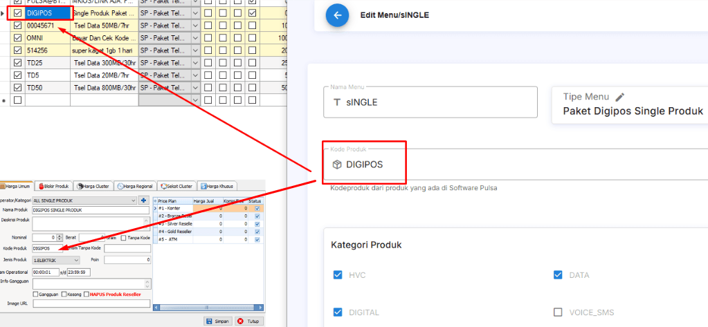 Sinkronisasi Kode Produk